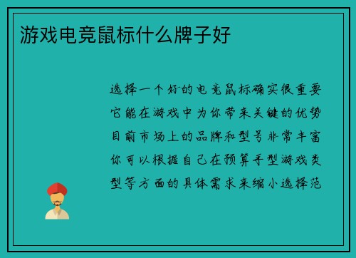 游戏电竞鼠标什么牌子好